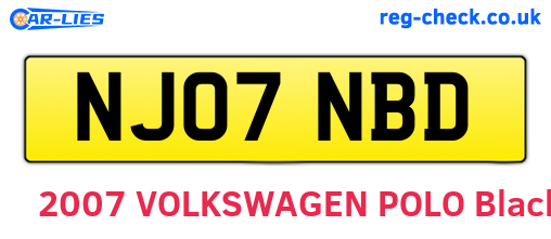 NJ07NBD are the vehicle registration plates.