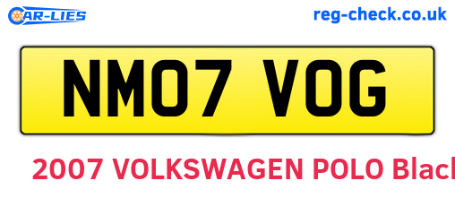 NM07VOG are the vehicle registration plates.