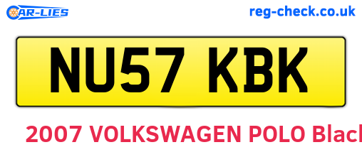 NU57KBK are the vehicle registration plates.