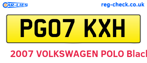 PG07KXH are the vehicle registration plates.