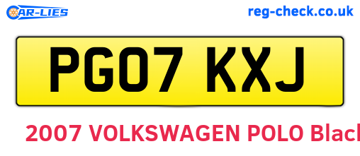 PG07KXJ are the vehicle registration plates.