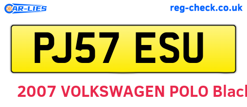 PJ57ESU are the vehicle registration plates.