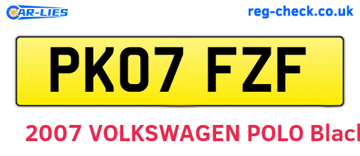 PK07FZF are the vehicle registration plates.