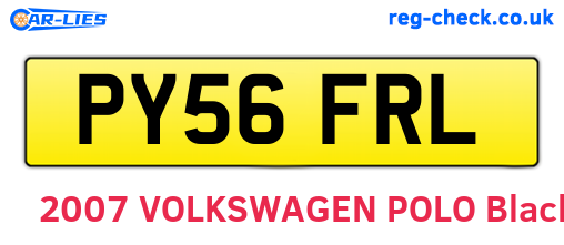 PY56FRL are the vehicle registration plates.