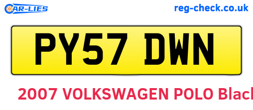 PY57DWN are the vehicle registration plates.