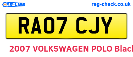 RA07CJY are the vehicle registration plates.