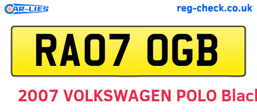RA07OGB are the vehicle registration plates.