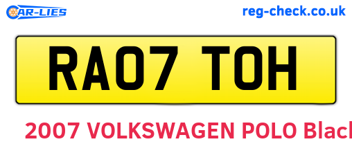 RA07TOH are the vehicle registration plates.