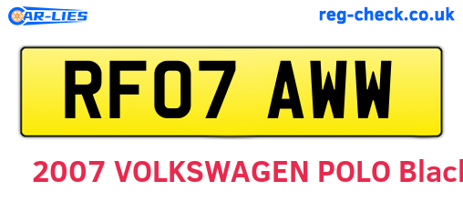 RF07AWW are the vehicle registration plates.