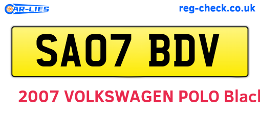 SA07BDV are the vehicle registration plates.