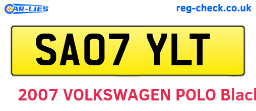 SA07YLT are the vehicle registration plates.