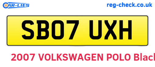 SB07UXH are the vehicle registration plates.