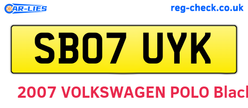 SB07UYK are the vehicle registration plates.