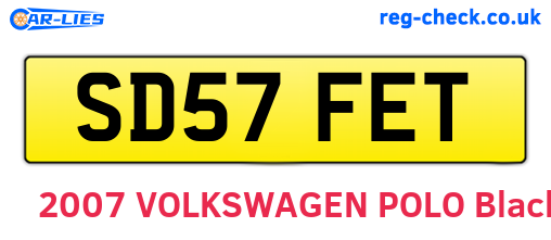 SD57FET are the vehicle registration plates.