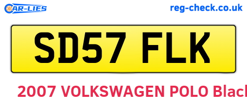 SD57FLK are the vehicle registration plates.