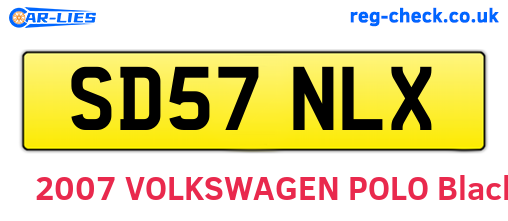 SD57NLX are the vehicle registration plates.