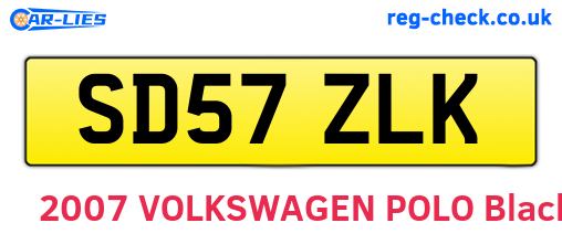 SD57ZLK are the vehicle registration plates.