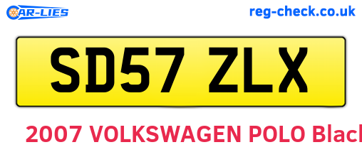 SD57ZLX are the vehicle registration plates.