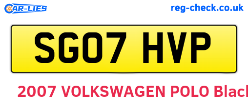 SG07HVP are the vehicle registration plates.