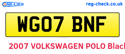 WG07BNF are the vehicle registration plates.