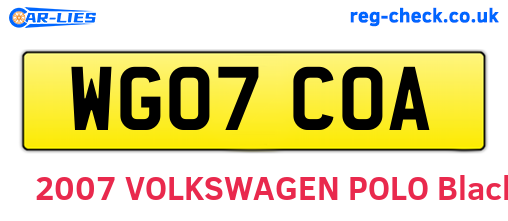 WG07COA are the vehicle registration plates.