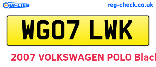 WG07LWK are the vehicle registration plates.