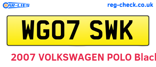 WG07SWK are the vehicle registration plates.