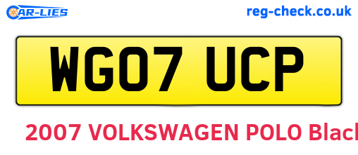 WG07UCP are the vehicle registration plates.