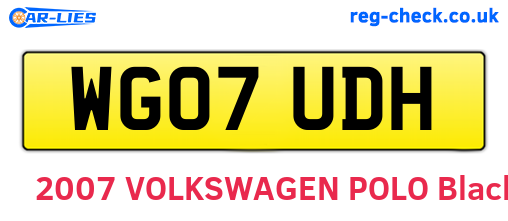 WG07UDH are the vehicle registration plates.