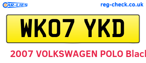 WK07YKD are the vehicle registration plates.
