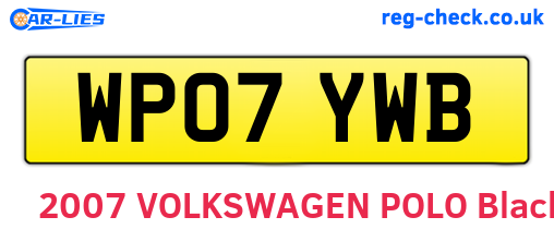 WP07YWB are the vehicle registration plates.