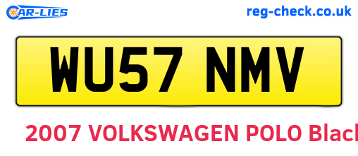 WU57NMV are the vehicle registration plates.