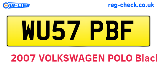 WU57PBF are the vehicle registration plates.