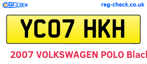 YC07HKH are the vehicle registration plates.
