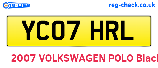 YC07HRL are the vehicle registration plates.