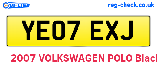 YE07EXJ are the vehicle registration plates.