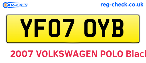 YF07OYB are the vehicle registration plates.
