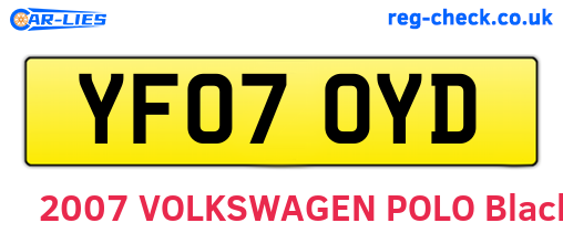 YF07OYD are the vehicle registration plates.