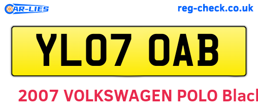 YL07OAB are the vehicle registration plates.