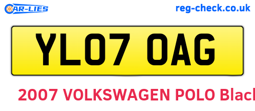 YL07OAG are the vehicle registration plates.