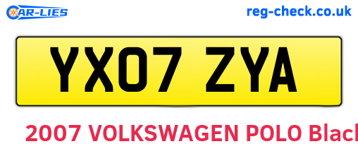 YX07ZYA are the vehicle registration plates.