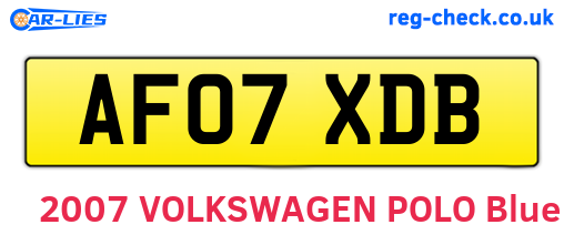 AF07XDB are the vehicle registration plates.