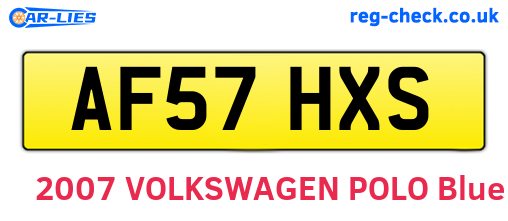 AF57HXS are the vehicle registration plates.