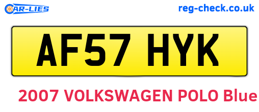 AF57HYK are the vehicle registration plates.