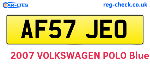 AF57JEO are the vehicle registration plates.