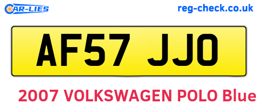 AF57JJO are the vehicle registration plates.