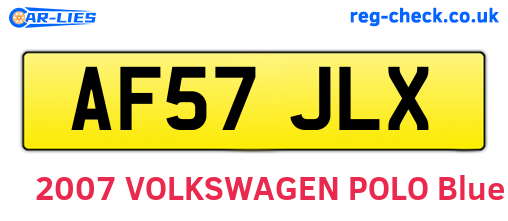 AF57JLX are the vehicle registration plates.