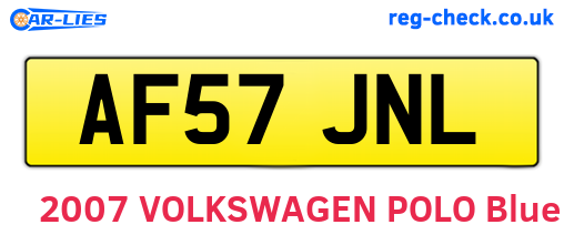 AF57JNL are the vehicle registration plates.