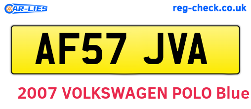 AF57JVA are the vehicle registration plates.