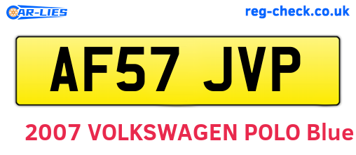 AF57JVP are the vehicle registration plates.